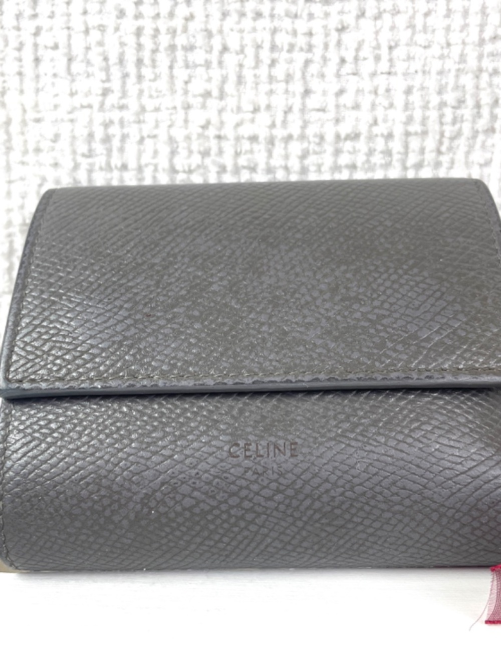 Celine Grey Leather Bi-fold Compact Wallet, Good Condition